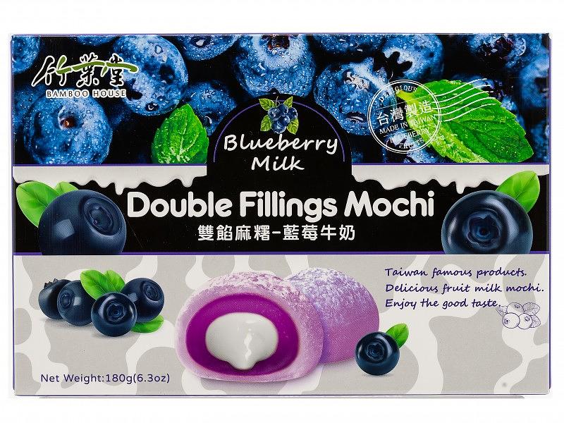 Японское рисовое пироженое моти double fillings mochi «Голубика с молоком» 180г фото 1