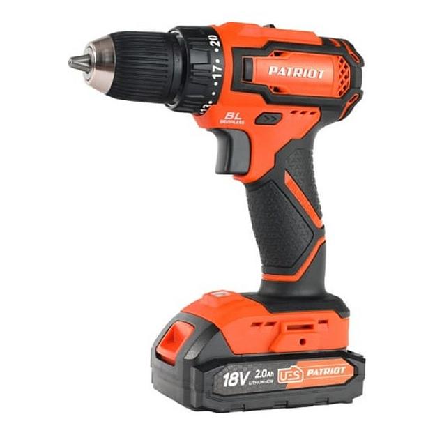 PATRIOT BR 207UES BL Дрель-шуруповерт аккумуляторная [180301507] { две АКБ Li-Ion, 18В, 2,0 Ач, 38Нм, 2 скорости, кейс, БЕСЩЕТОЧНЫЙ ЭД } фото 1