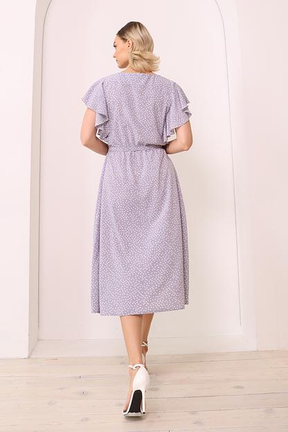 Платье с рукавом-воланом, сиреневый, опт фото 3