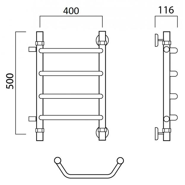 Полотенцесушитель водяной Роснерж Трапеция L108001 50x40 с боковым подключением 400 фото 2