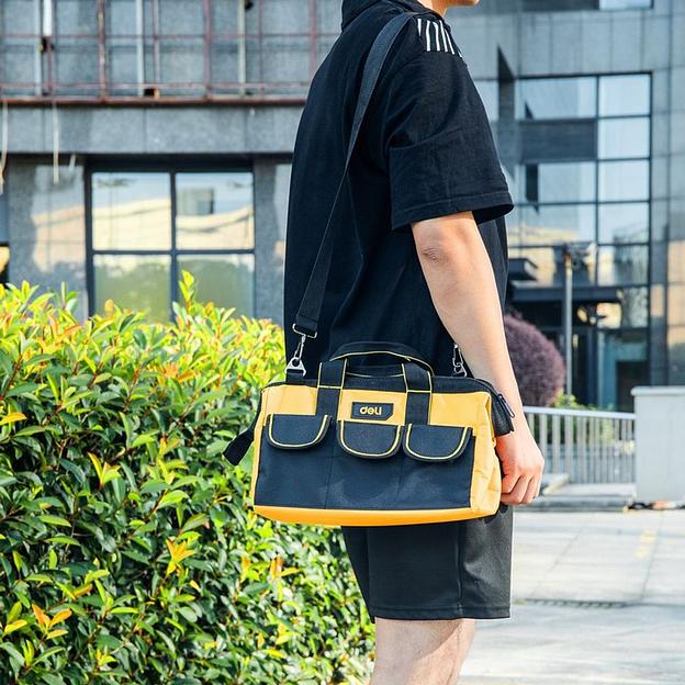 Сумка для инструментов Deli DL430013 310 x 170 x 220мм, 5 карманов, плечевой ремень, ткань Оксфорд (017223) фото 6