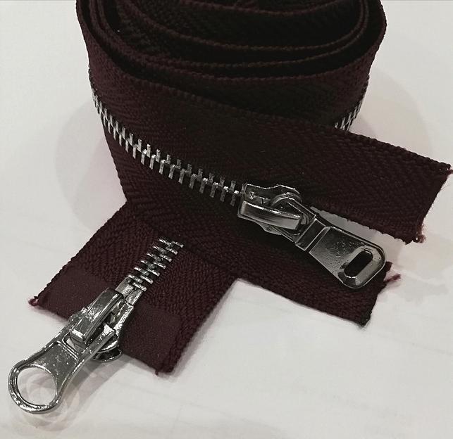 Молния металл №5 100см. 2зам. Серебряный зуб Бордовый фото 1