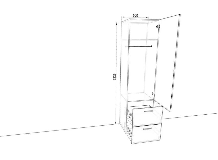 Шкаф распашной Sanvut 600х500х2325 мм арт.Ш69ЯБ2 ОПТ фото 2