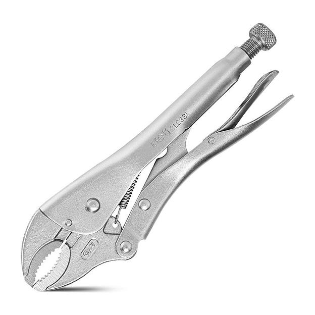 Зажимные клещи с изогнутыми губками Deli DL0381 200мм, рабочий ход 55мм, регулировочный винт фото 1