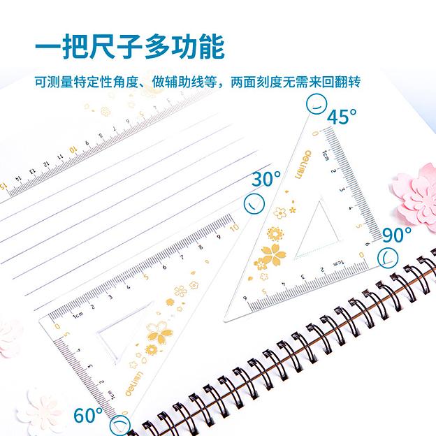 Набор линеек Deli 79540 пластик прозрачный компл.:лин.15см./треуг.2шт./трансп. фото 3