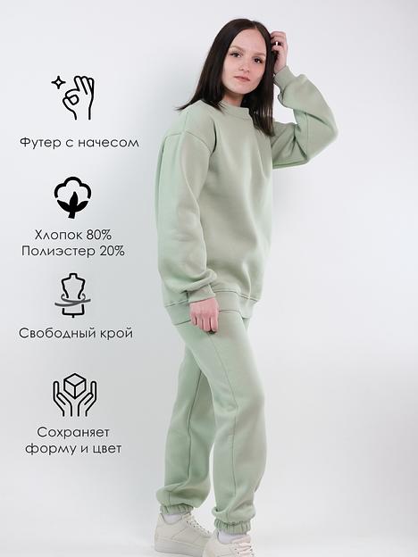 Свитшот женский с начесом oversize, Mirom, Фисташка, опт фото 2