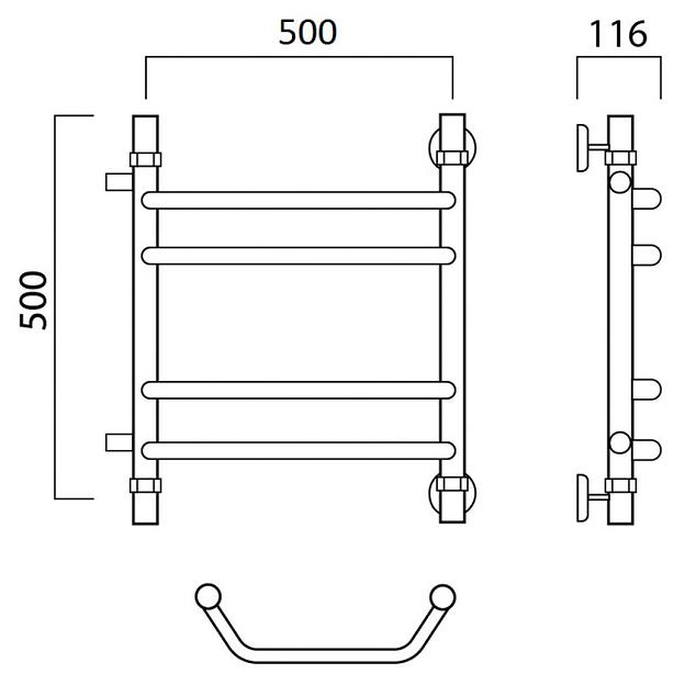 Полотенцесушитель водяной Роснерж Трапеция L108011 50x50 с боковым подключением 400 групповой фото 2