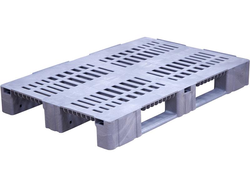 Паллет 1200х800х150 перфорированный (версия 2), на 3-х полозьях серый фото 1