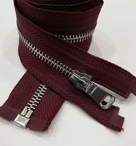 Молния металл №5 80см. 1зам. серебряный зуб Бордовый фото 1