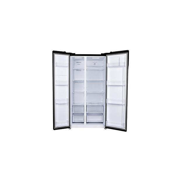 Холодильник двухкамерный Hyundai CS6503FV No Frost, Side by Side, инверторный черное стекло фото 1