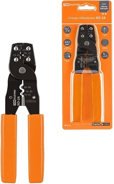 Клещи обжимные КО-2А, обжим неизолированных автоклемм 0,5-6 мм, "МастерЭлектрик" TDM фото 1
