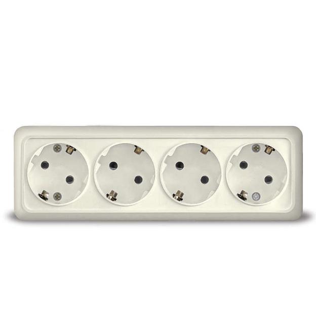 Розетка 4-м ОП Олимп с заземл. сл. кость UNIVersal 1169 фото 1