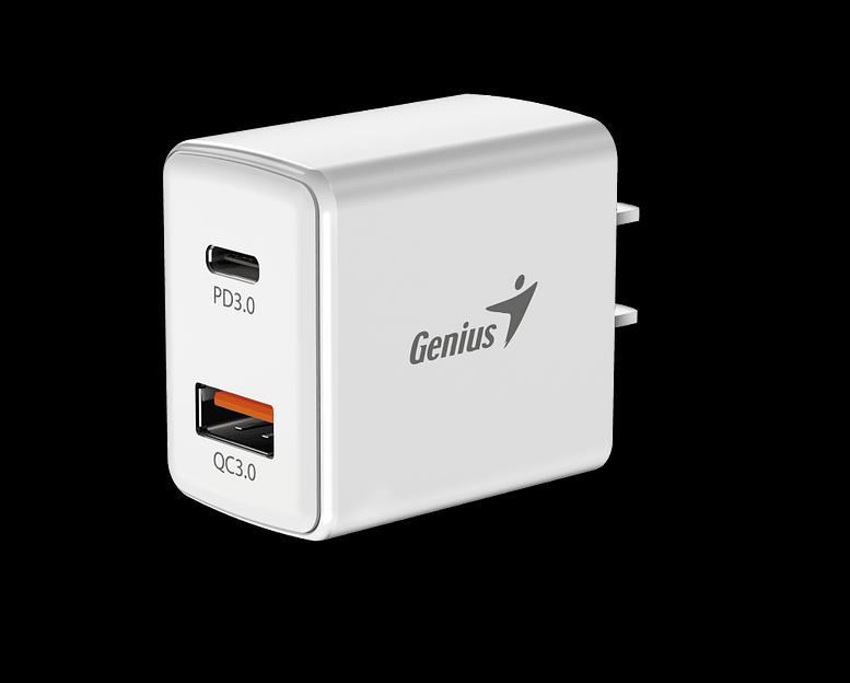 Адаптер Genius PD-20AC white (USB-C, USB-A, 20Вт, одновременная зарядка двух устройств) (32590005400) фото 1