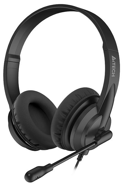 Наушники с микрофоном A4Tech HU-10 черный 2м накладные USB оголовье фото 1