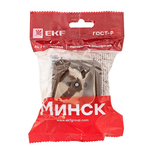 EKF EGR10-022-40 Розетка 1-местная ОП Минск 10А без заземления тёмное дерево EKF фото 3