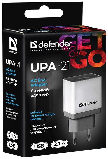 Адаптер питания UPA-21 5V/2.1A 1XUSB WHITE 83571 DEFENDER фото 2