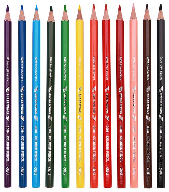 Карандаши цв. Deli EC00807 Super Wings шестигран. тополь 12цв. туба пл. фото 2