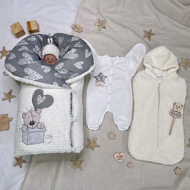 № 434 Комплект на выписку «Храброе сердце», молочный ОПТ фото 1