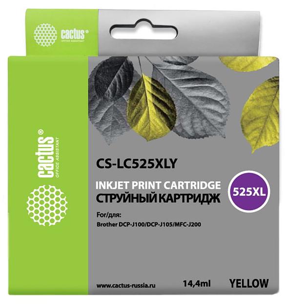 Картридж струйный Cactus CS-LC525XLY желтый (14.4мл) для Brother DCP-J100/J105/J200 фото 1