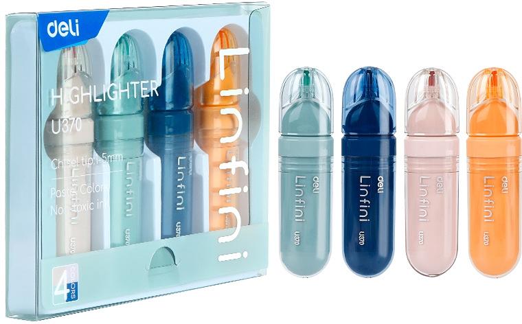 Набор текстовыделителей Deli EU370 1-5мм 4цв. ассорти (4шт.) фото 1