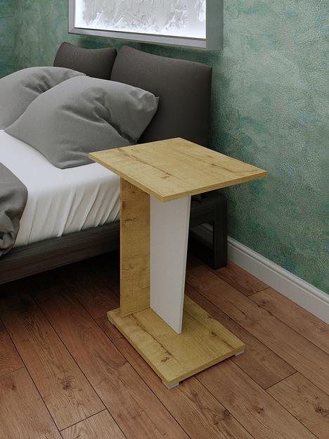 Столик журнальный Wood&Stone «Астион» белый, дуб бунратти 41.5×41.5×60 см фото 6