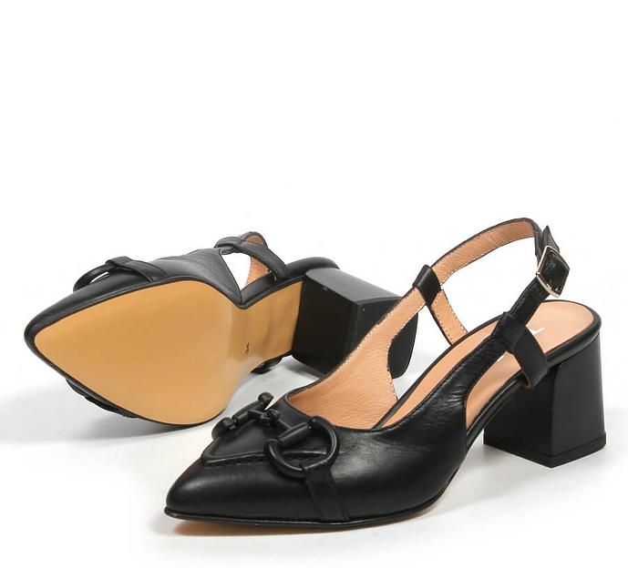 Босоножки женские из натуральной кожи на каблуке, арт.2023-36 чёрный ОПТ фото 4