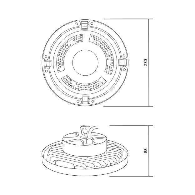 Светильник светодиодный UNIVERSAL UFO D230х88 100Вт 5000К 12000лм IP65 175-265В промышленный 1/4 Gauss 821536300 фото 9
