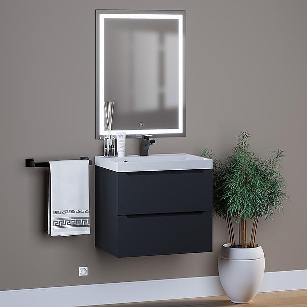 Тумба под раковину для ванной Uperwood Tanos 60 см, подвесная, черная матовая фото 5