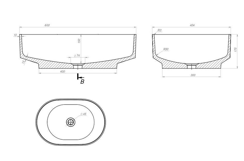 Раковина для ванной накладная Uperwood Aura 60 см, овальная, белая фото 5
