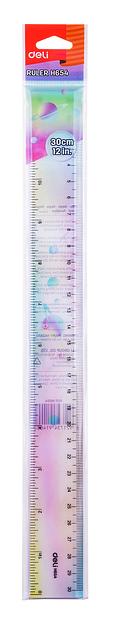Линейка Deli EH654 пластик дл.30см ассорти фото 3