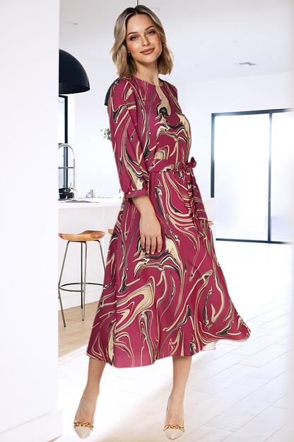 Платье женское  5993/03/Малиновый, бежевый  фото 1