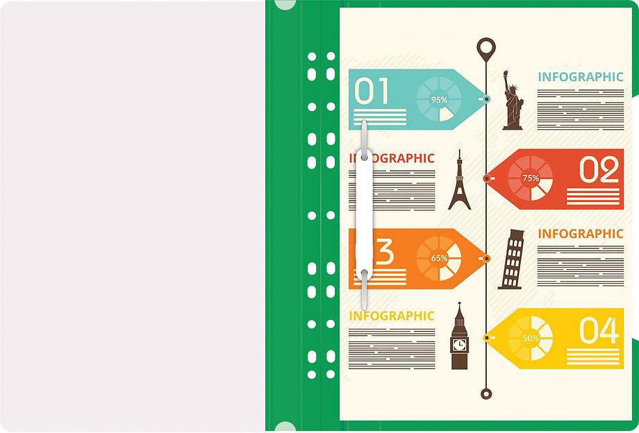 Папка-скоросшиватель Бюрократ PS-P20GRN A4 прозрач.верх.лист боков.перф. пластик зеленый фото 5