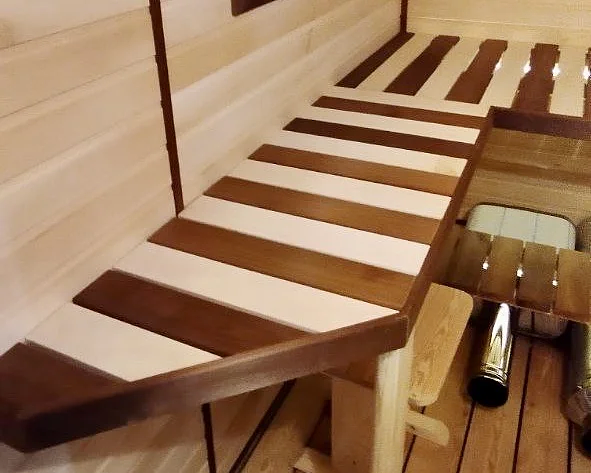 Изготовление и установка углового полка в бане фото 1