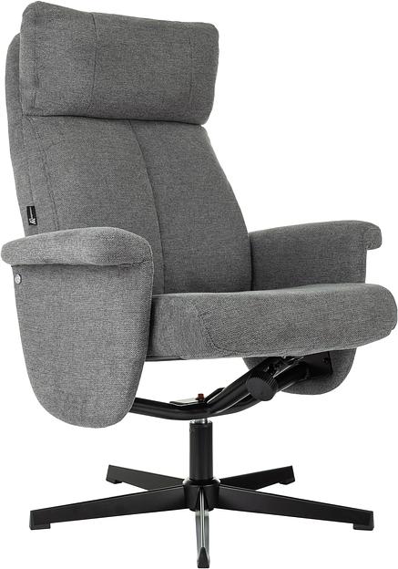 Кресло для дома Бюрократ _Baron с пуфом серый металл черный крестов. (_BARON/GREY) фото 1