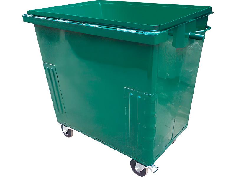 Контейнер металл 800л. для ТБО, на колёсах зелёный фото 1