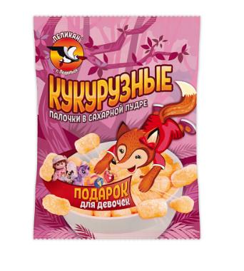 Кукурузные палочки в сахарной пудре 40 гр. с подарком для девочек ОПТ фото 1