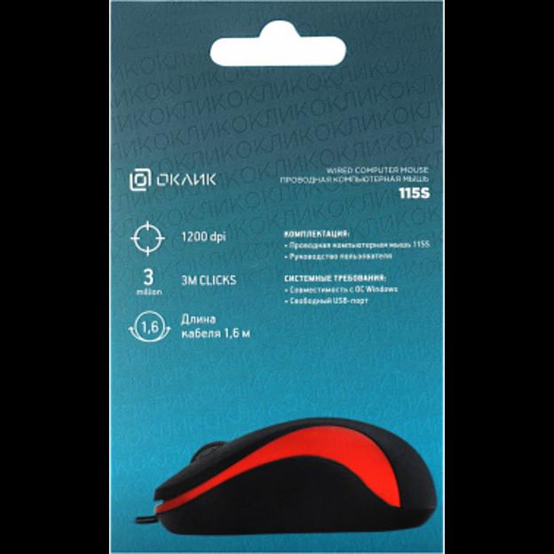 Oklick 115S for Notebooks Black/Red Optical 1000DPI USB [711637] фото 5