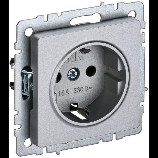 IEK BR-R14-16-K47 BRITE Роз. с з/к/ш 16А РС14-1-0-БрА алюм. фото 1