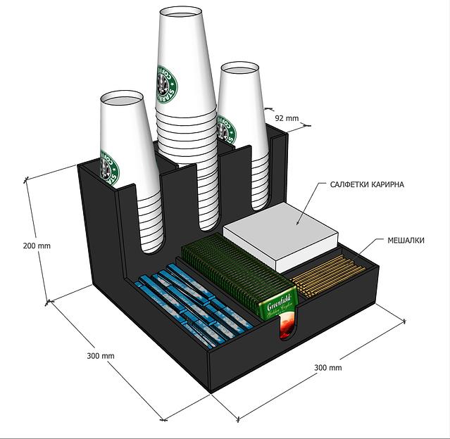 Органайзер №4 для стаканчиков, салфеток, мешалок и пакетированного сахара фото 5
