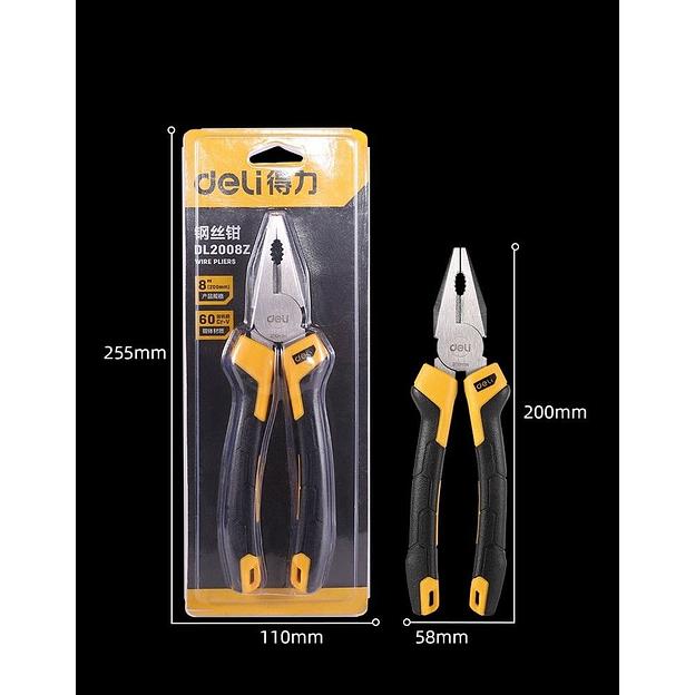 Комбинированные плоскогубцы Deli DL2008Z 200мм, сталь CrV, прорезиненная двухкомпонентная ручка фото 5