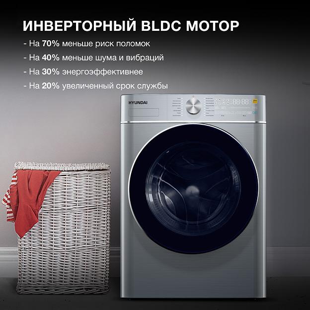 Стиральная машина Hyundai WMD9413 класс: B загр.фронтальная макс.:10кг темно-серебристый фото 5