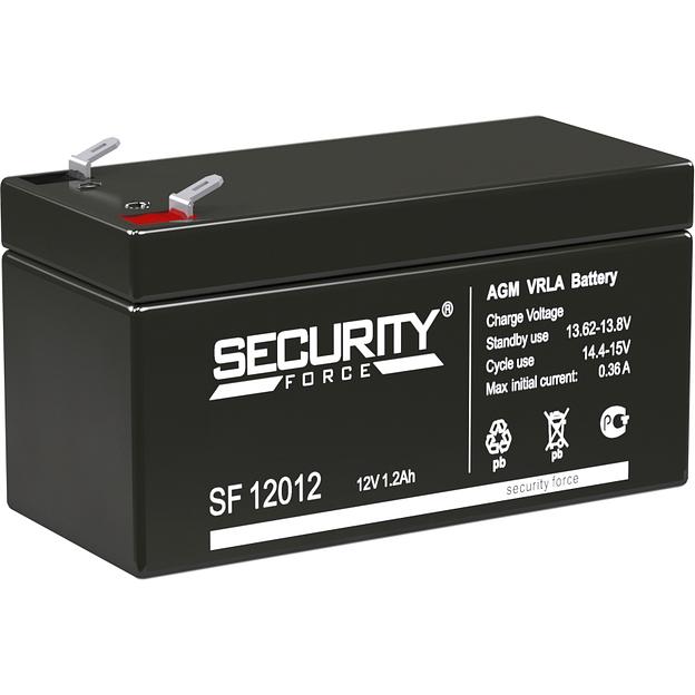 Батарея SECURITY FORCE серия SF, SF 12012, напряжение 12В, емкость 1.2Ач (разряд 20 часов), макс. ток заряда 0.36А, свинцово-кислотная типа AGM, клеммы F1, ДxШxВ 97х44х52мм., кг., срок службы 3-5 лет. Delta Security Force SF 12012 (12V / 0.3Ah) фото 1