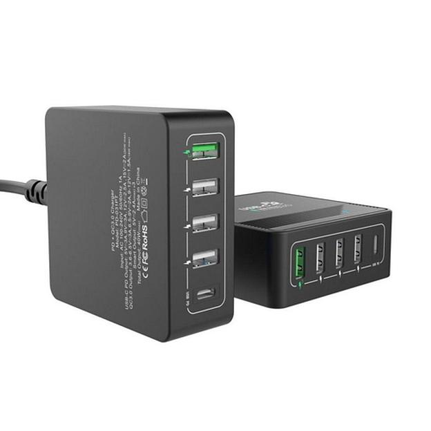 Зарядное устройство ACD CЗУ (ACD-P605U-V1B) 60Вт, Сетевое ЗУ 5xUSB 1PD+1QC+3Smart, 3.6;20В/3А RTL {40} фото 1
