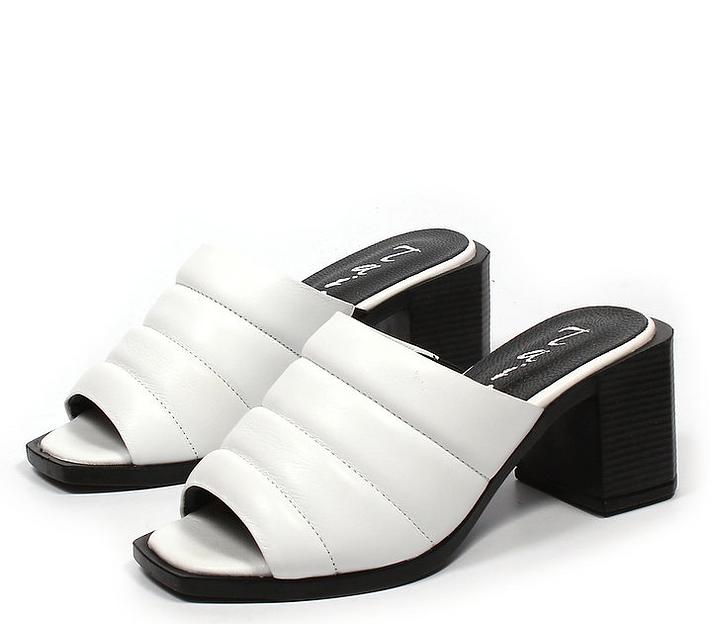 Сабо женские TAIS из натуральной кожи на каблуке, арт.327 белый ОПТ фото 9