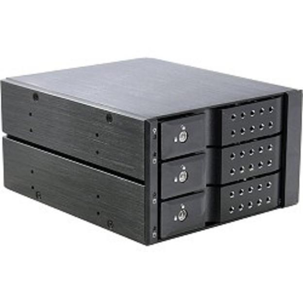 Procase T3-203-SATA3-BK {Hot-swap корзина 3 SATA3/SAS 6Gb (черный) hotswap trayless aluminium mobie rack module (2x5,25) 1xFAN 80x15mm} фото 1