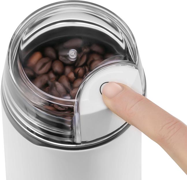 Кофемолка Maxwell MW-1703 200Вт сист.помол.:ротац.нож вместим.:45гр белый фото 5