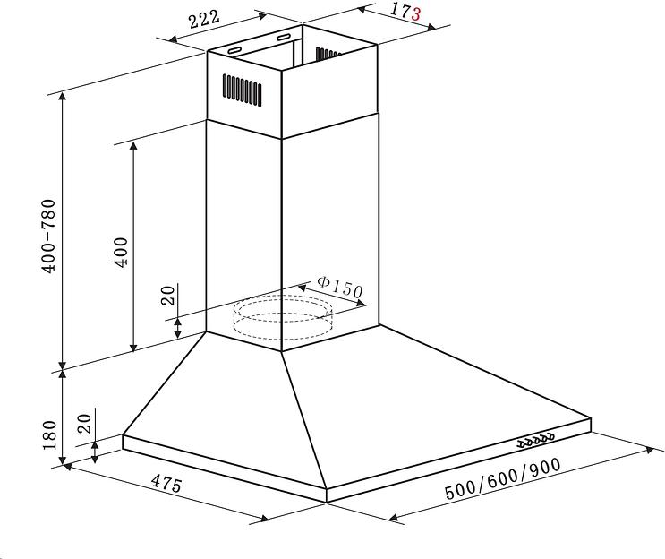 Вытяжка каминная Weissgauff Zosma 50 PB WH белый управление: кнопочное (1 мотор) фото 6