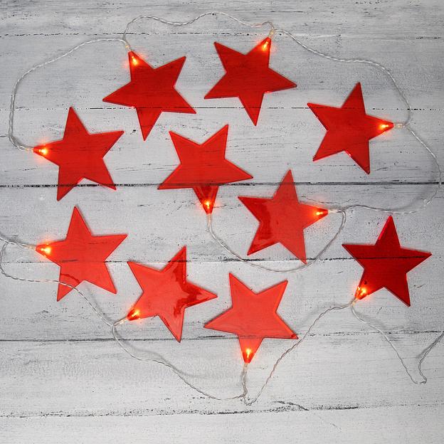 Neon-night 304-002 Гирлянда светодиодная «Звездопад» красная 10 LED, 2,25 м, прозрачный ПВХ, теплый белый свет свечения, 2 х АА (батарейки не в комплекте) фото 1