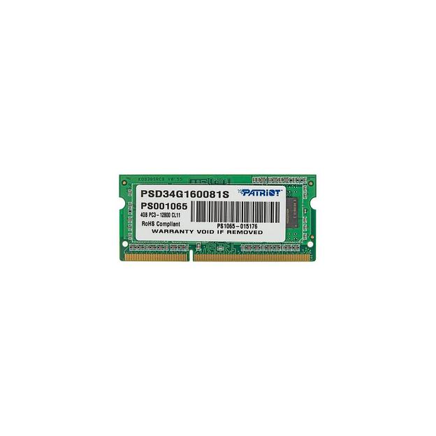 Оперативная память Patriot PSD34G160081S DDR3 - 1x 4ГБ 1600МГц, для ноутбуков (SO-DIMM), Ret фото 1