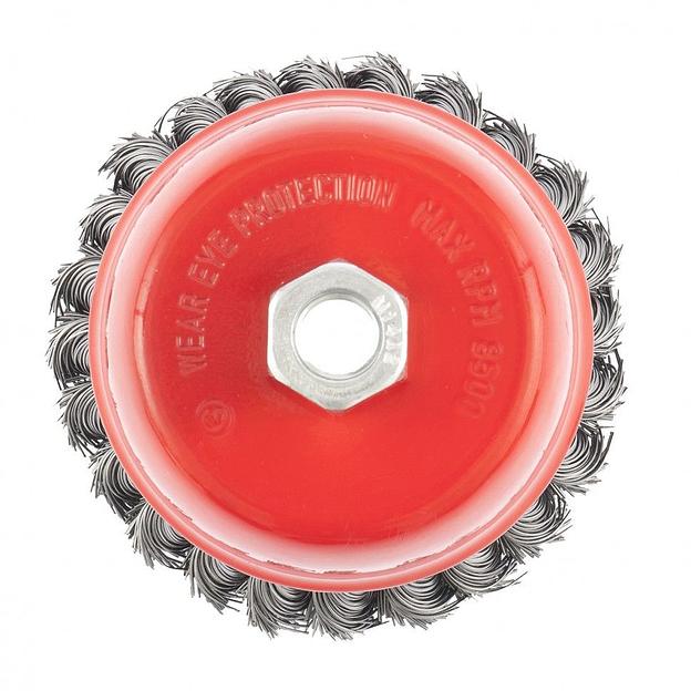 Щетка дисковая по мет. Matrix 74628 d=100мм d(посад.)=14мм (угловые шлифмашины) (упак.:1шт) фото 4